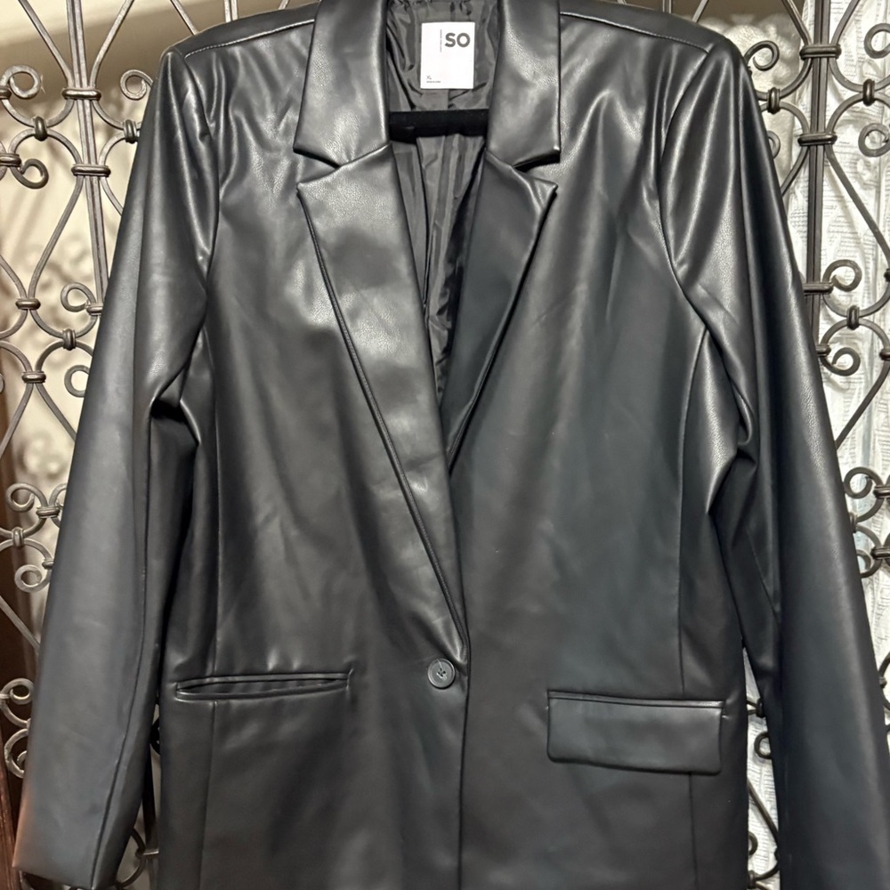 SO Black Faux Leather Blazer